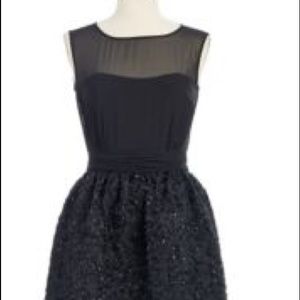 French connection black and sheer strapless dress